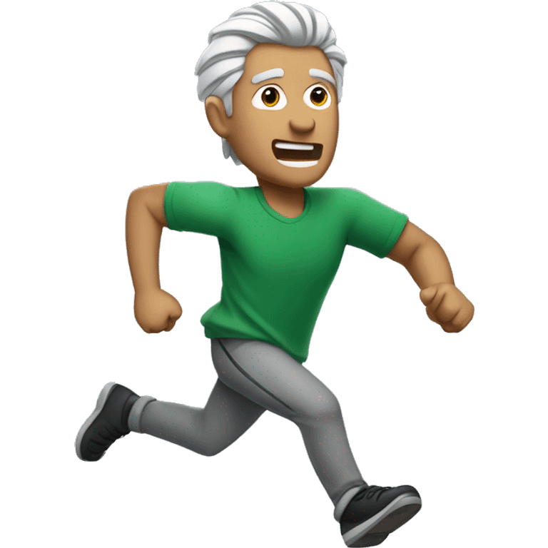 Man running with silver hair in a green shirt emoji