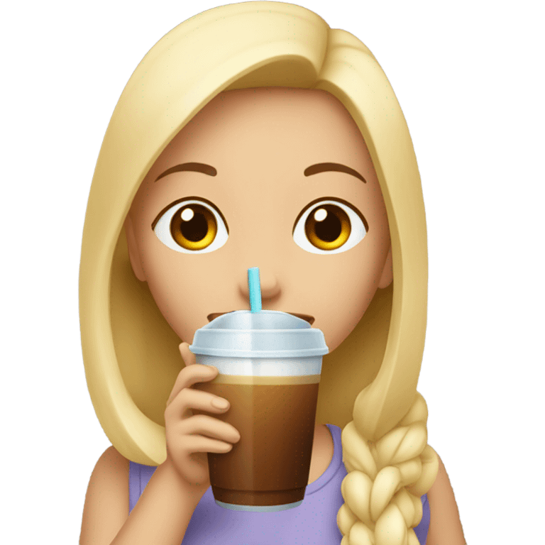 girl enjoying an iced coffee emoji