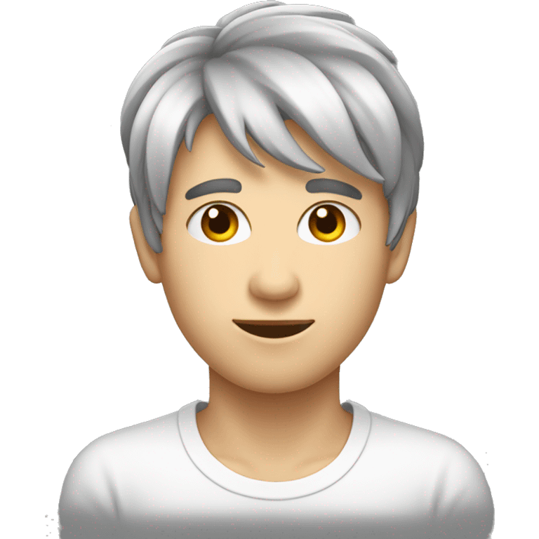 Emoji d’un homme avec des couettes les cheveux noirs la peau blanche et les yeux noirs emoji