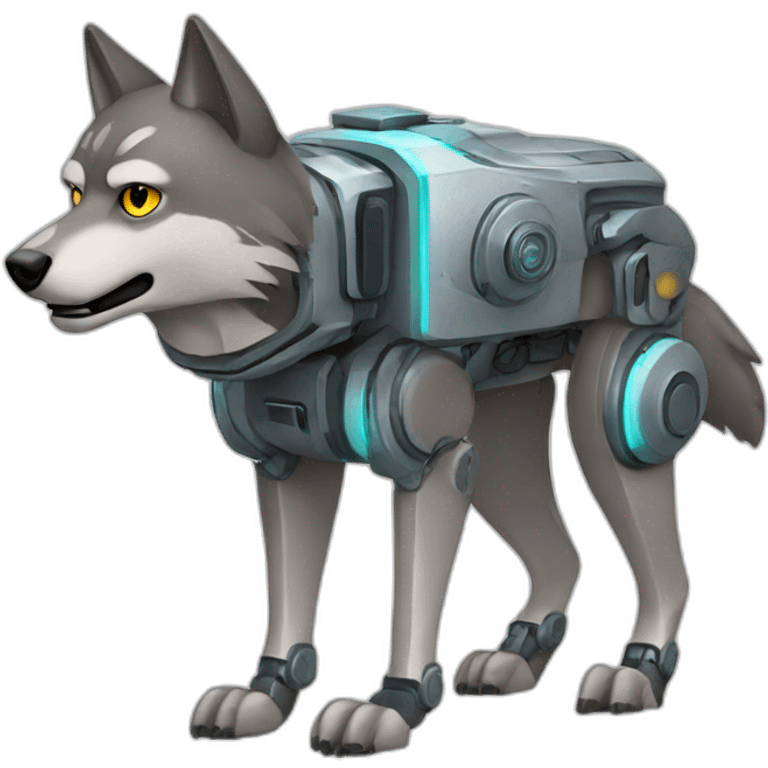 wolf as a robot emoji