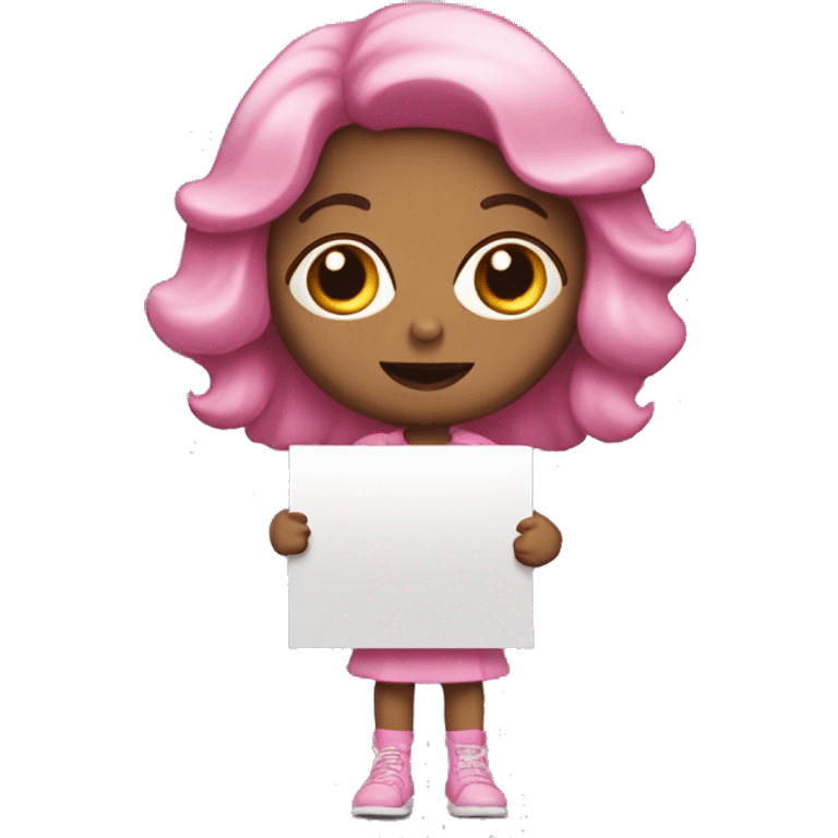 Pink girl holding a sign that says "LAST WORD" emoji