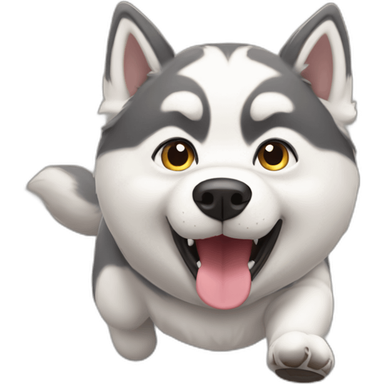 fat cute husky racing emoji