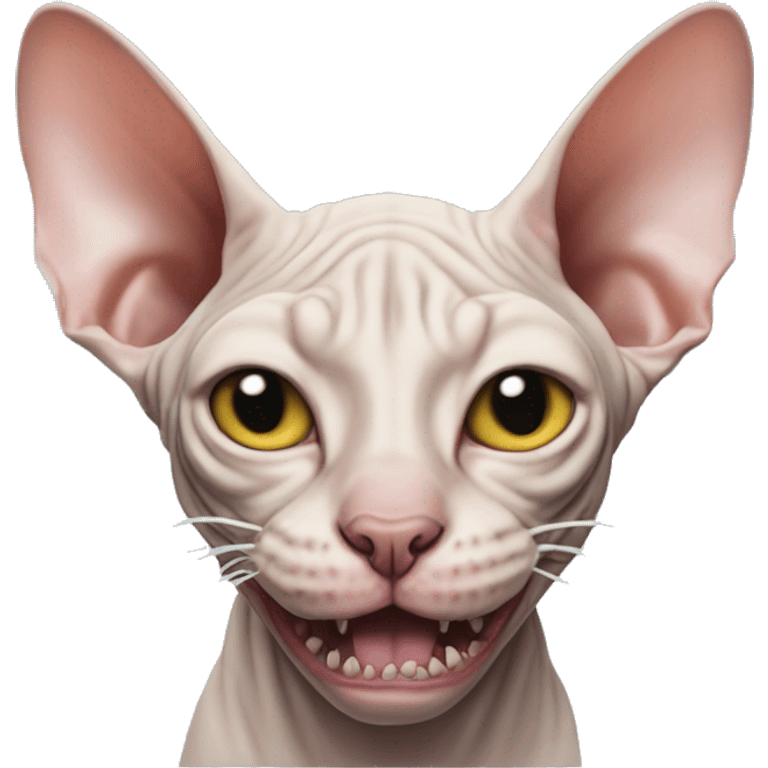 Funky sphynx cat and shark hybrid, fish, sideways  emoji