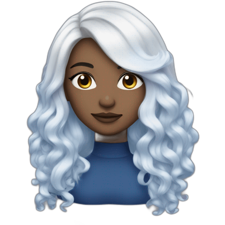 Vanessa Carlysle blue skin and white hair color emoji