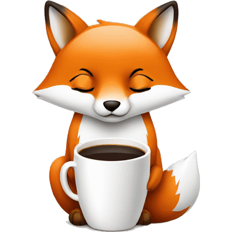 Fox with a cup of coffee emoji