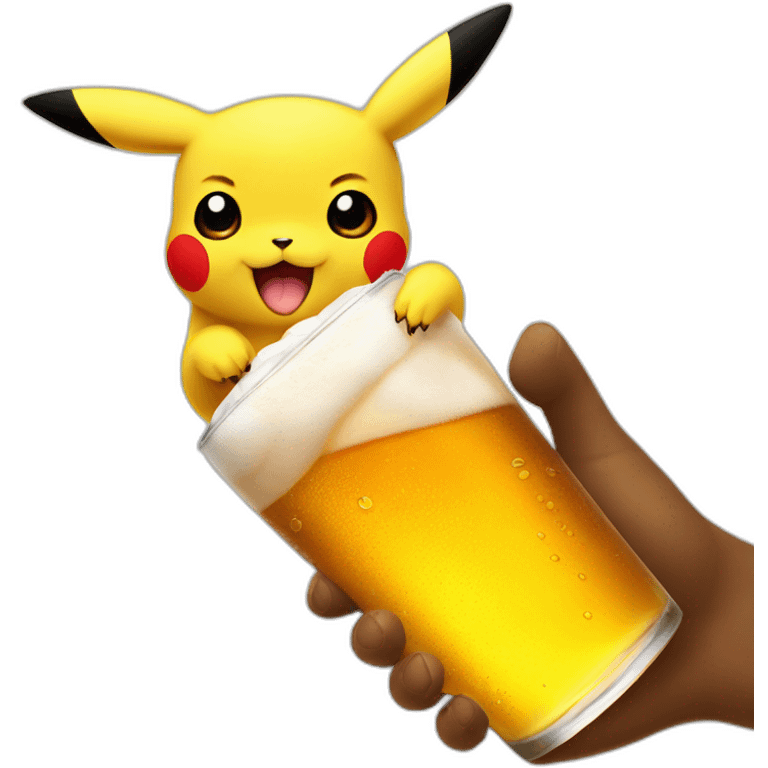 Pikachu drink beer emoji