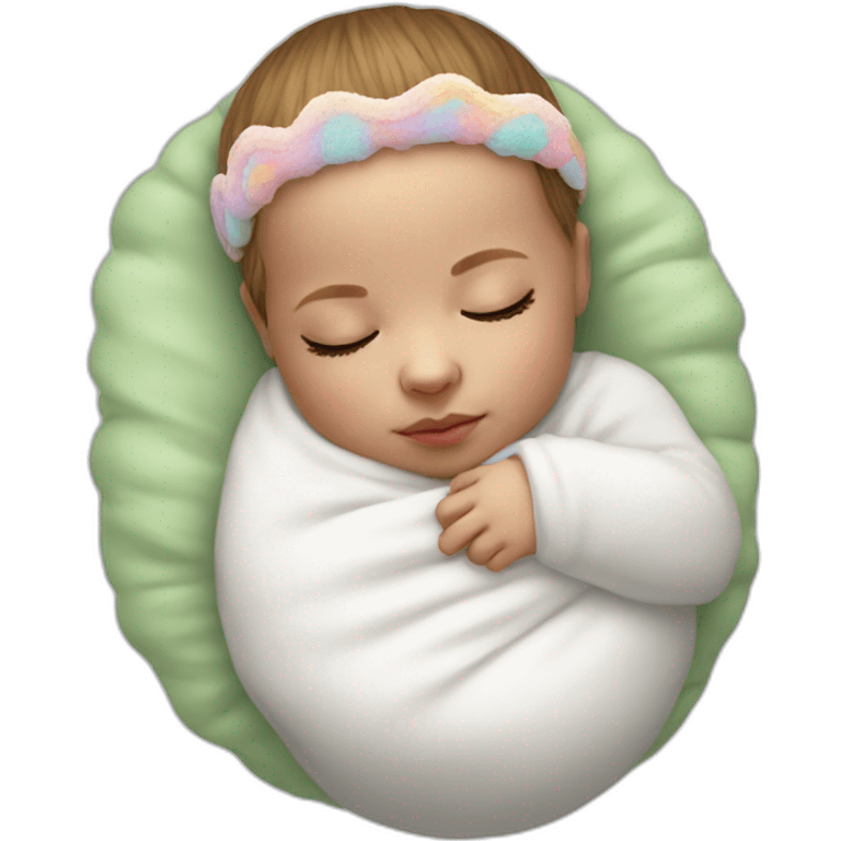 Sleeping white Newborn with unicorn headband emoji