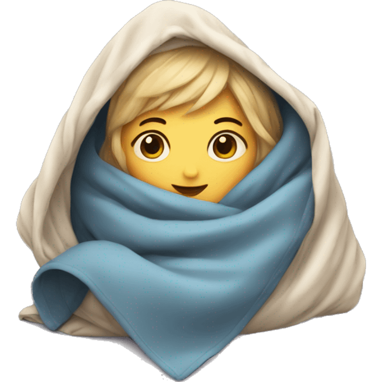 Cozy girl under blanket emoji