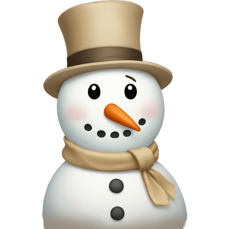 Snowman with a beige bow around neck emoji