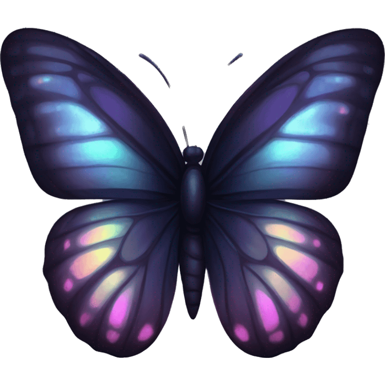 Dark iridescent butterfly glowing emoji