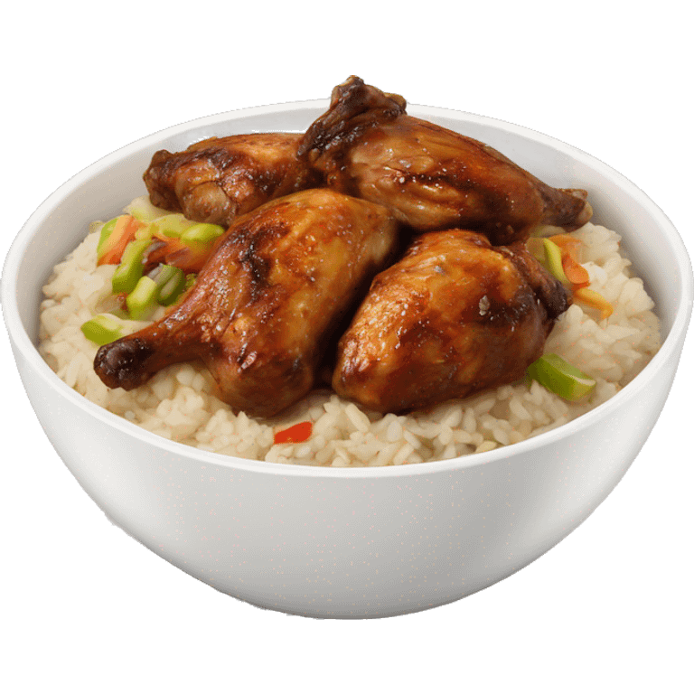 Jerk chicken and rice in a bowl emoji