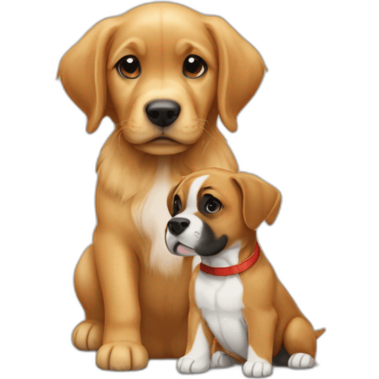 Golden retriever puppy and a boxer dog emoji