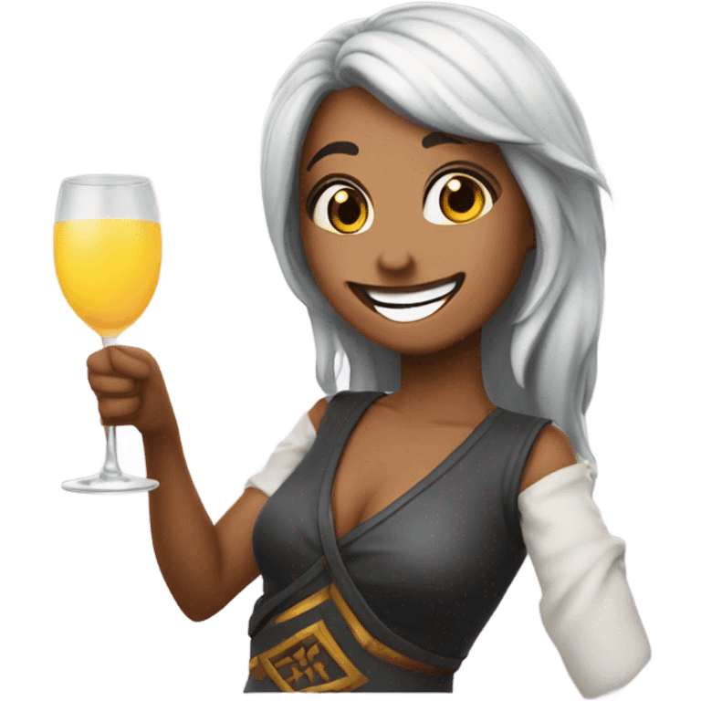 Jinx from arcane drinking a mimosa  emoji