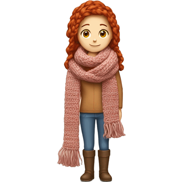 redhead girl crocheting a scarf  emoji