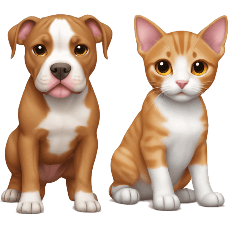 Light brown pitbull and orange and white kitten emoji