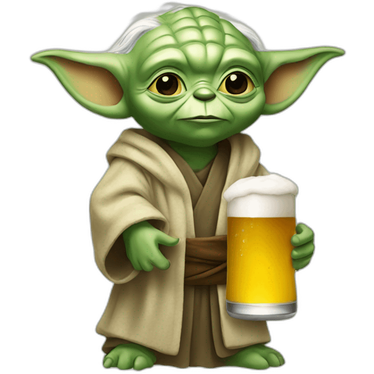 Yoda holding a beer emoji