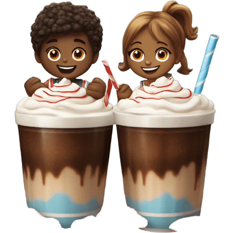 boy and girl sharing root beer floats  emoji