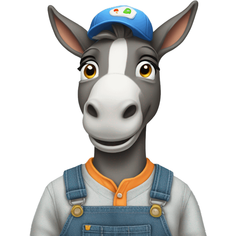 dumb donkey wearing overalls emoji