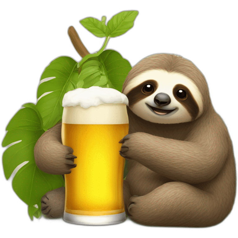 Sloth drinking beer on a caterpillar emoji