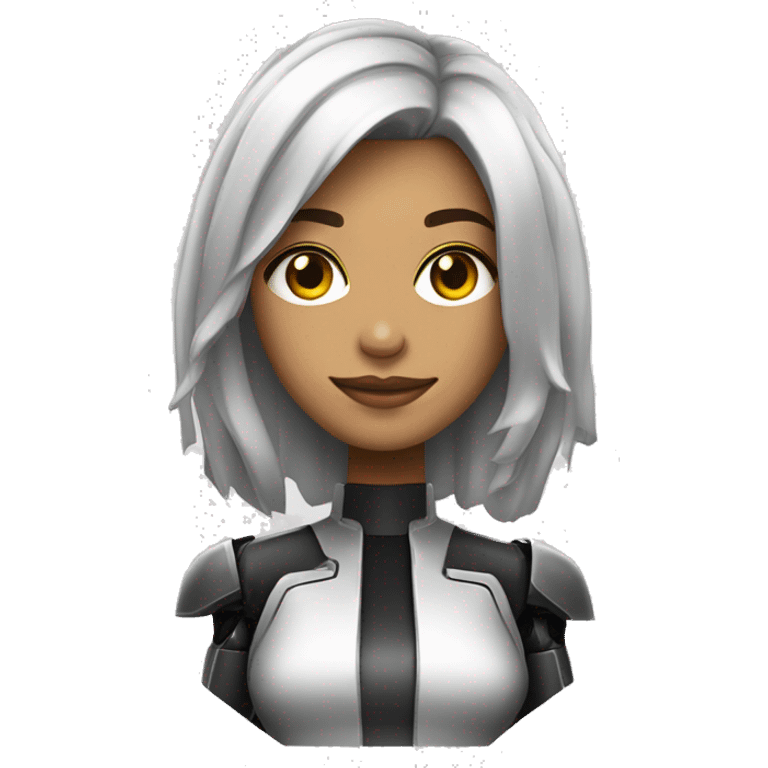 mulher branca com cabelo preto com mecha loira emoji