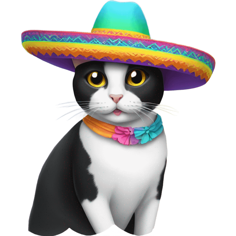 Tuxedo cat wearing a sombrero  emoji