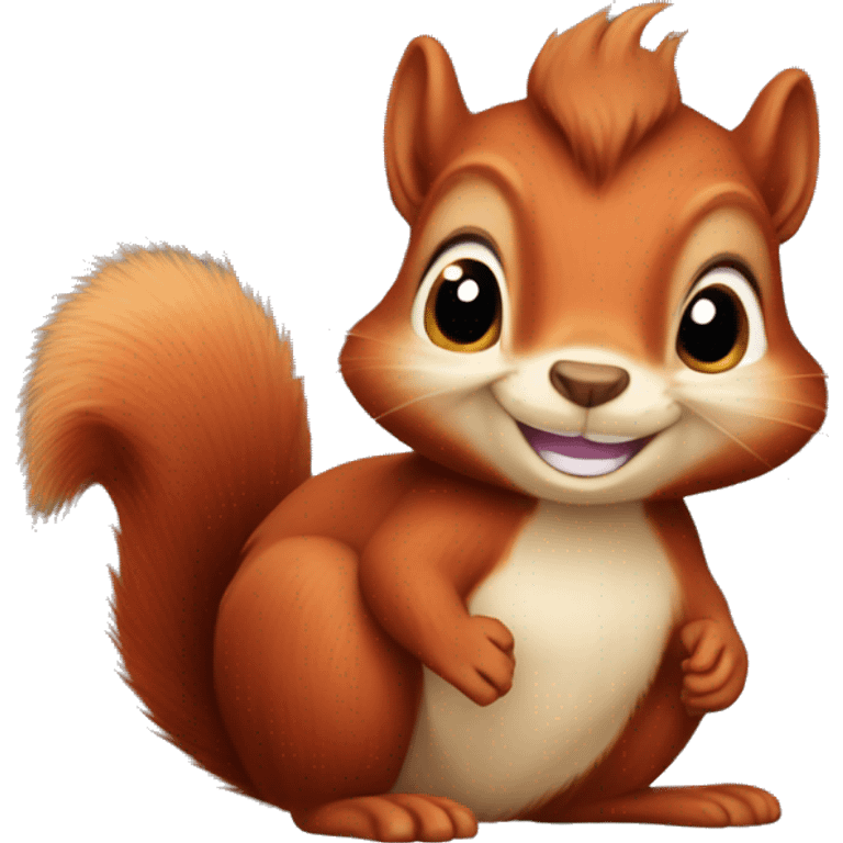 Cute red squirrel smiling with bushy tail and bushy ears no hair on head emoji