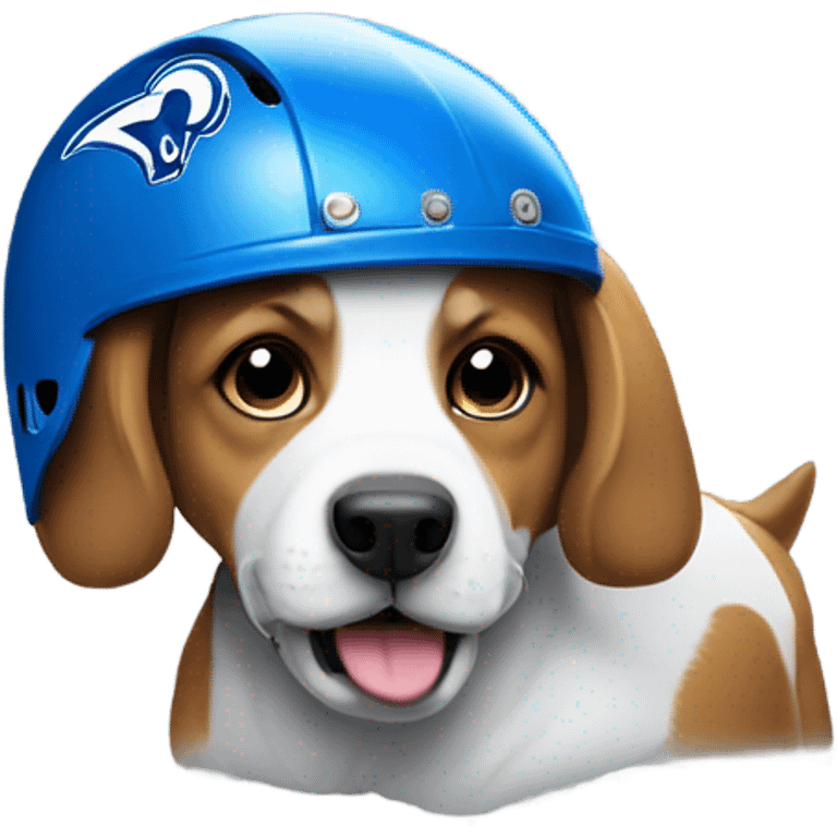 Dog wearing Rams helmet emoji