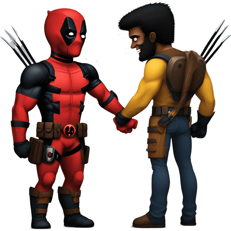 Deadpool and Wolverine holding hands emoji