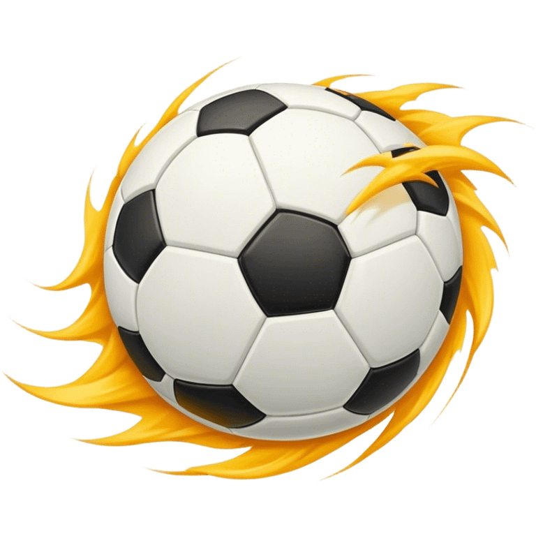 Cinematic Realistic image of a soccer ball soaring through the air, capturing dynamic motion and finely detailed textures with a dramatic, high-energy lighting that evokes the thrill of the game emoji