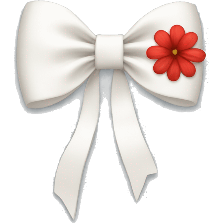 white bow with red flowers emoji