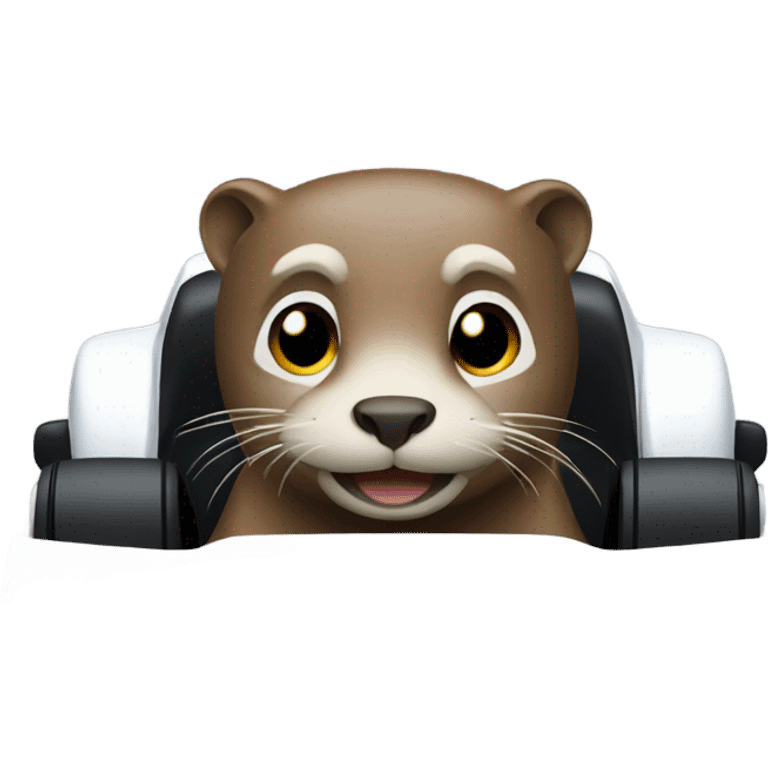 Otter in an F1 car emoji