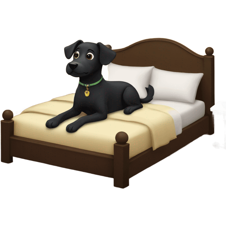 Black dog relaxing on bed emoji