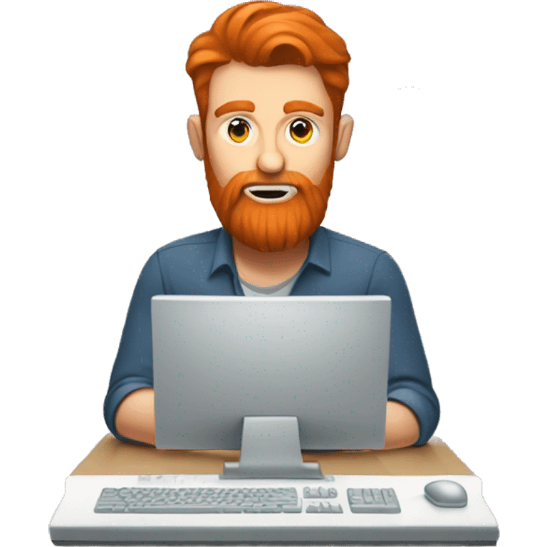 A red headed man with beard typing furiously on a computer keyboard emoji