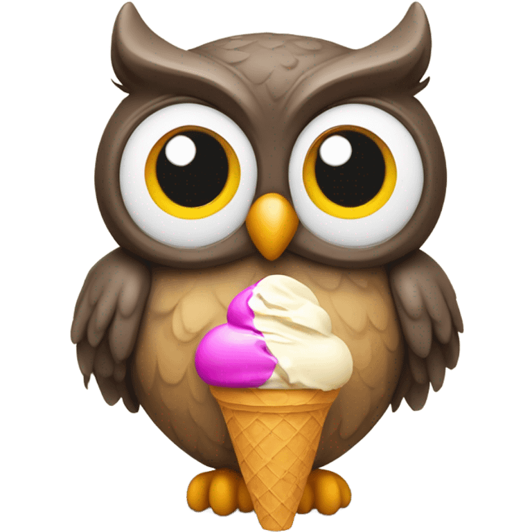 Owl with ice cream emoji