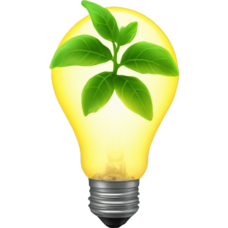 a plant sprout inside a glowing idea lightbulb emoji