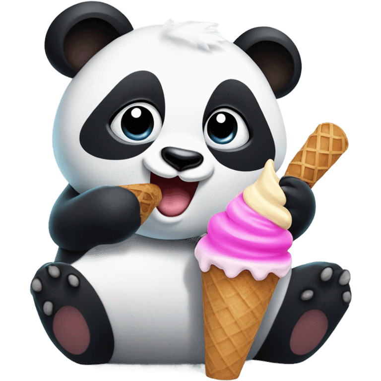 Panda eating ice cream emoji