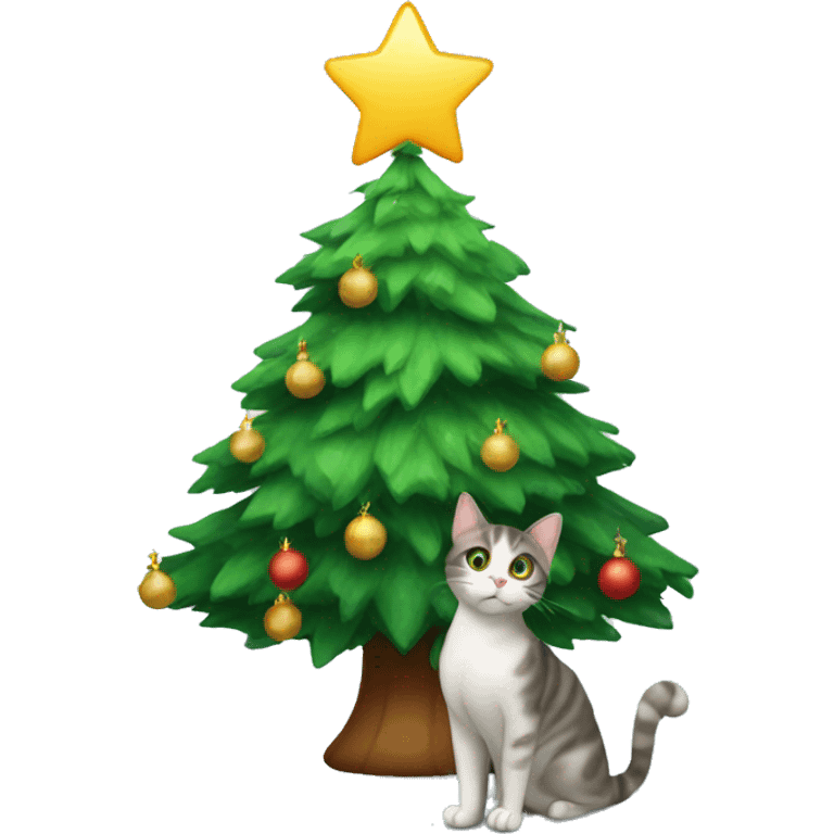 Xmas tree with cat emoji