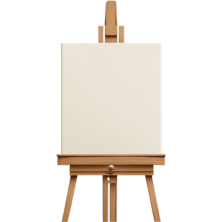 Cinematic Realistic image of a pristine canvas mounted on a sturdy wooden easel, with the canvas’ smooth surface and the easel’s detailed grain rendered in soft natural light, evoking a quiet moment of creative anticipation emoji