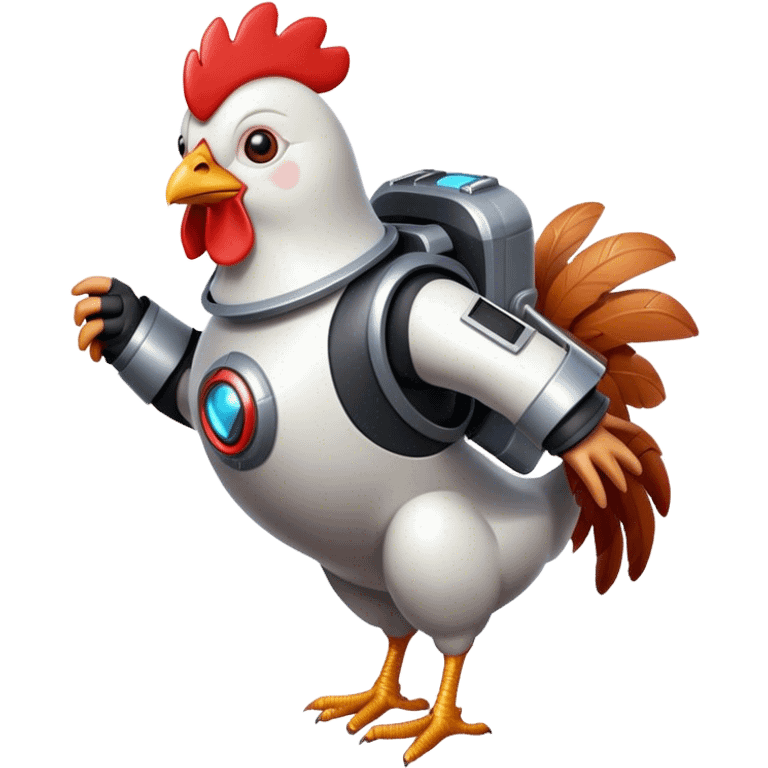 A chicken with a jetpack emoji