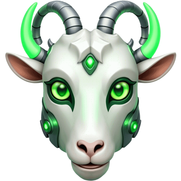 Cyborg Goat head green glowing eyes emoji