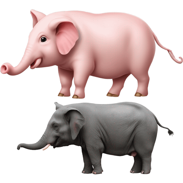 A pig holding hands with an elephant emoji