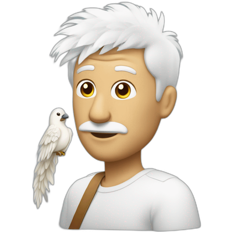 Un homme mi-humain mi-oiseau a plumes blanches  emoji