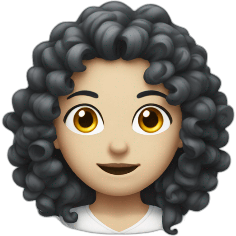 Fit ghost with black curly hair emoji