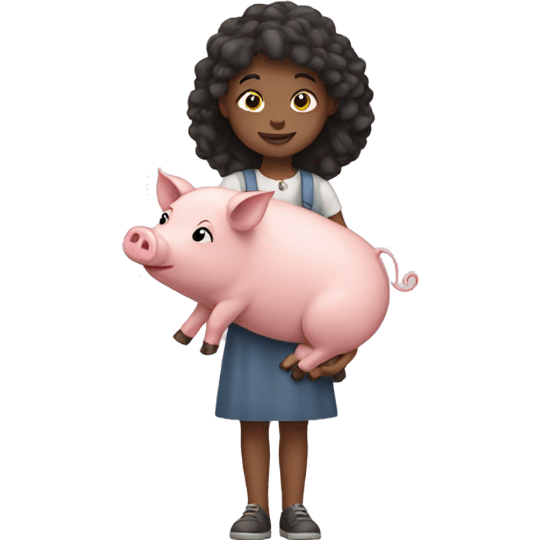 Girl carrying a pig emoji