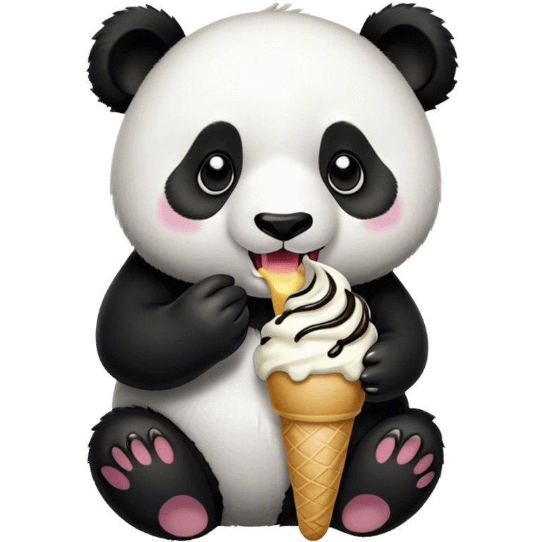 Panda eating ice cream emoji