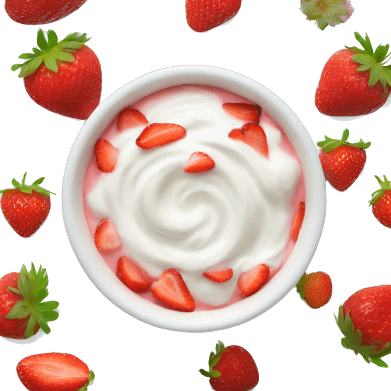 bowl of yogurt with strawberries  emoji