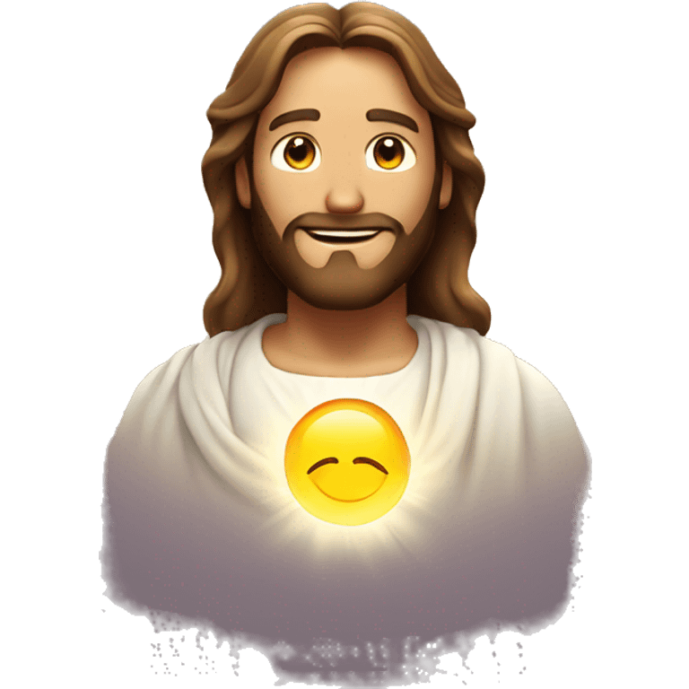 A glowing Jesus emoji with a radiant halo and a peaceful smile emoji