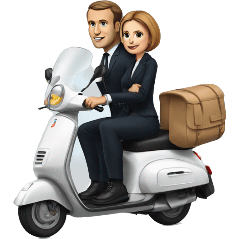 Macron and Brigitte on a scooter  emoji