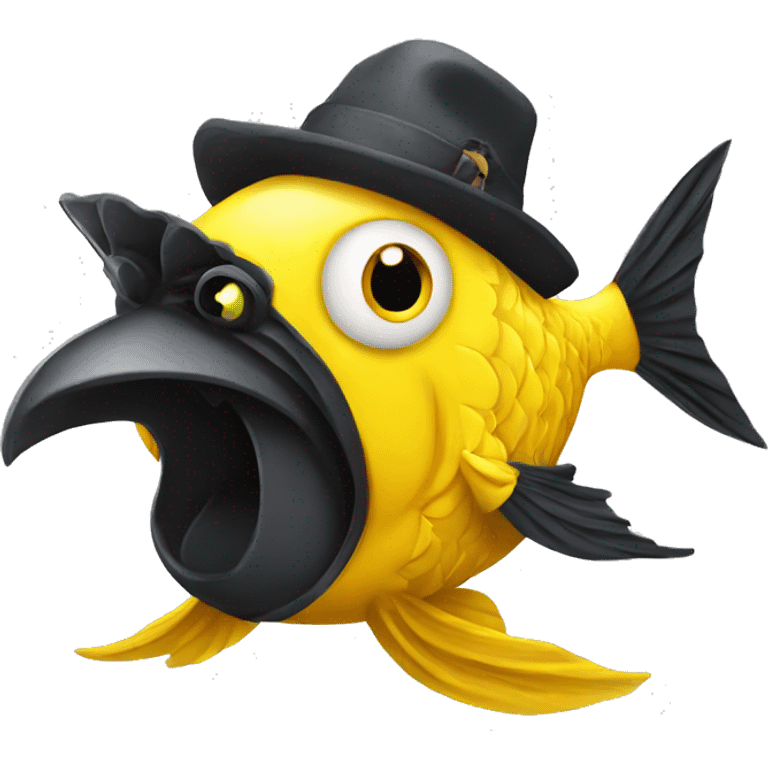 yellow fish with crow emoji