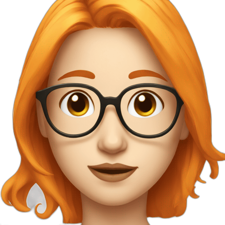 Beautiful girl with orange hair white skin and big golden glasses emoji